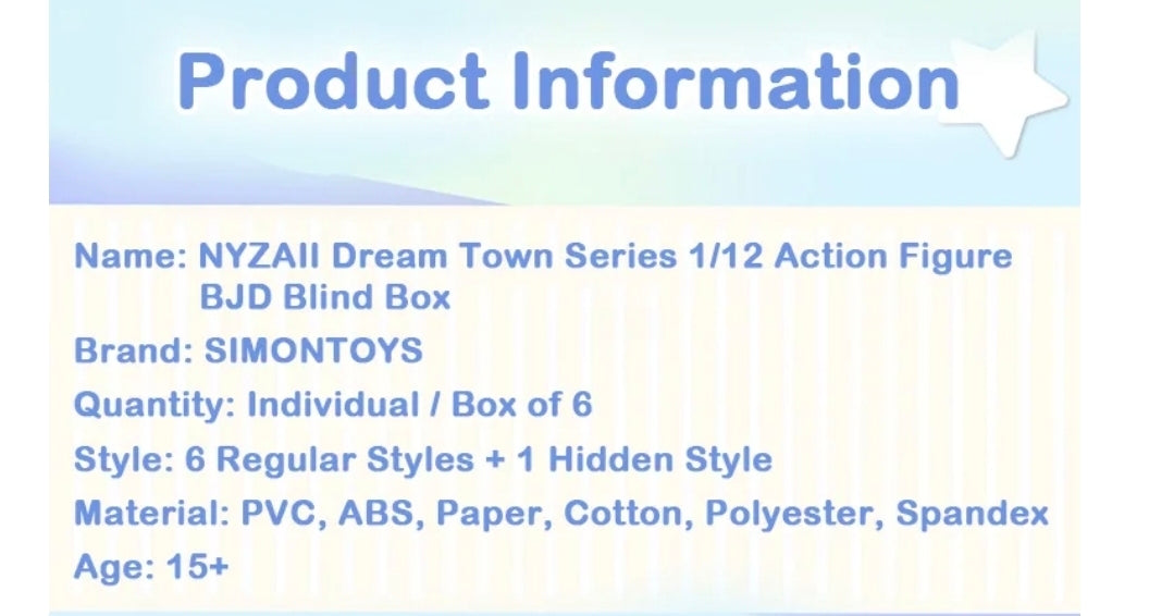 NYZAII Dream Town Action Figure BII-Jointed Doll Product Information Blindbox Land