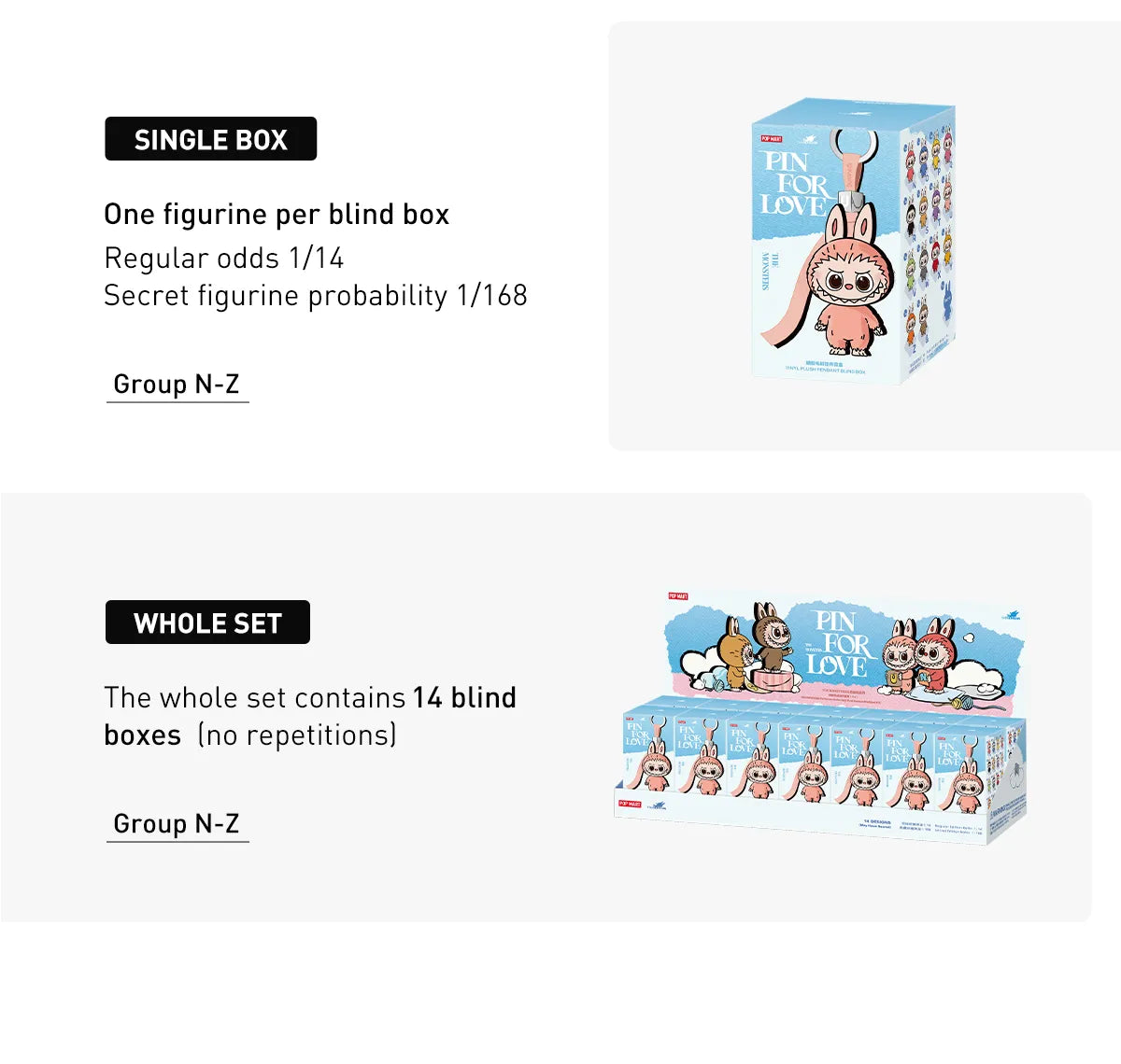 POP MART The Monsters Labubu Pin For Love M bis Z Game Rules Blindbox Land