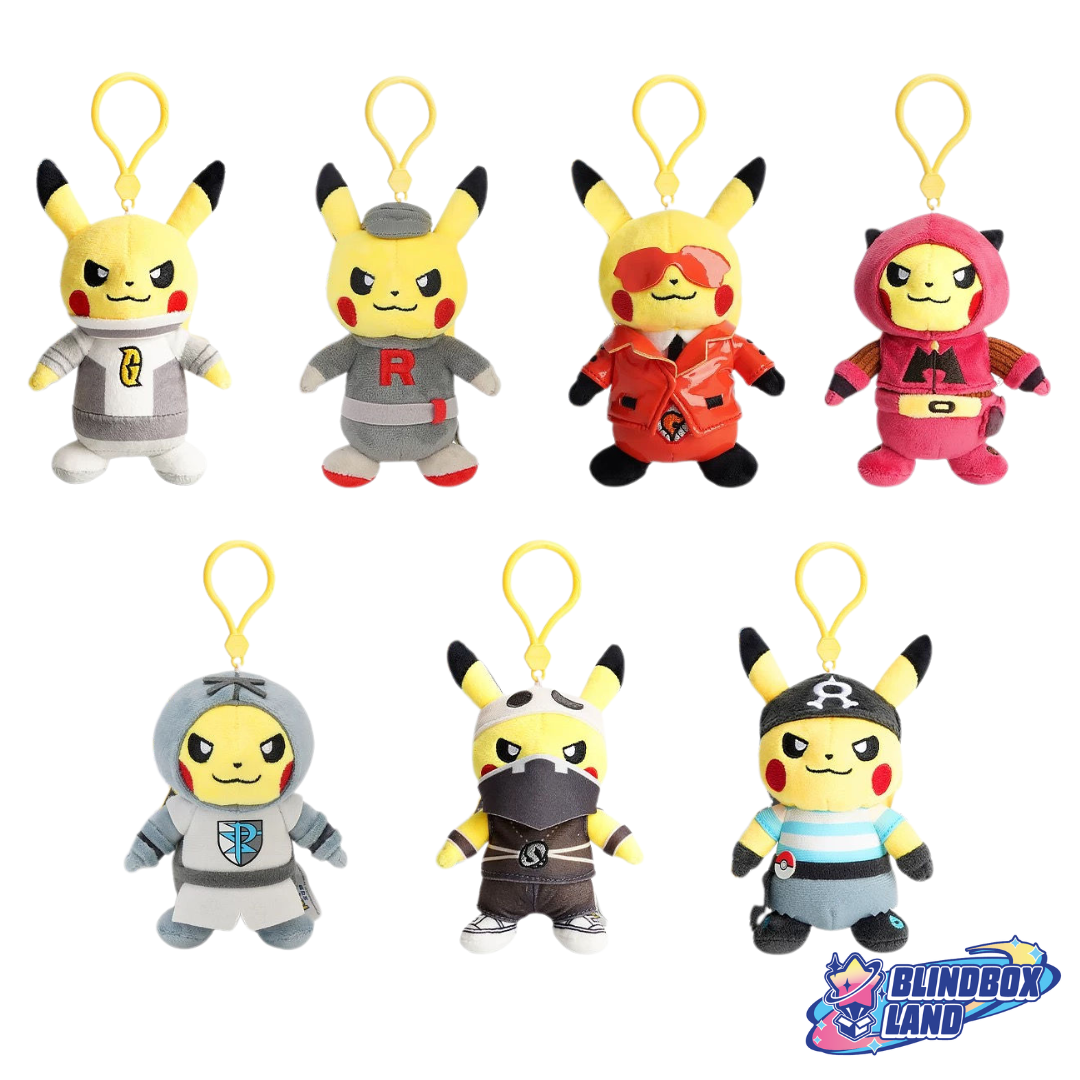 Pokemon Pikachu Villain Plush Mascot Keychain Series, Blindbox