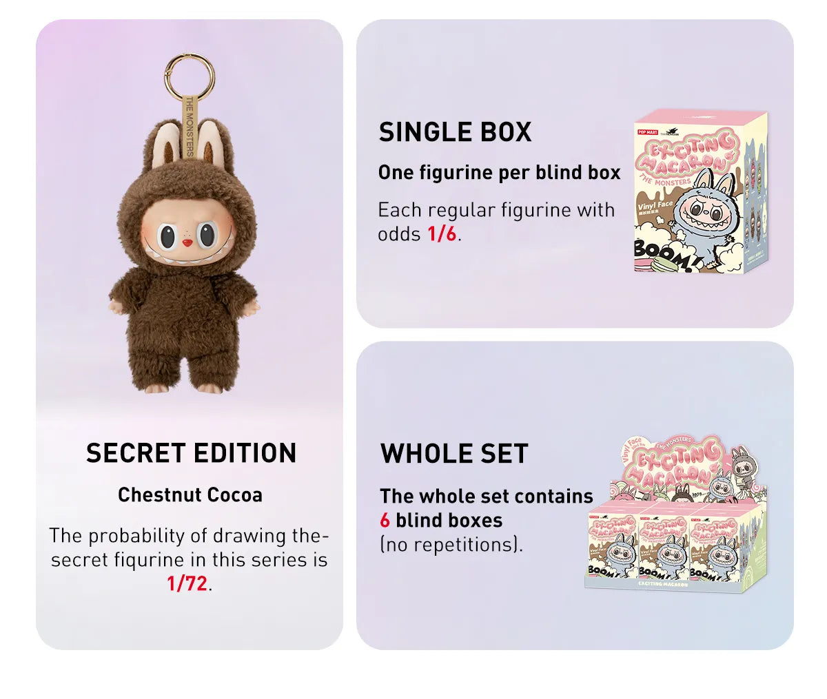 POP MART - THE MONSTERS Exciting Macaron Vinyl Plush Series, Blindbox