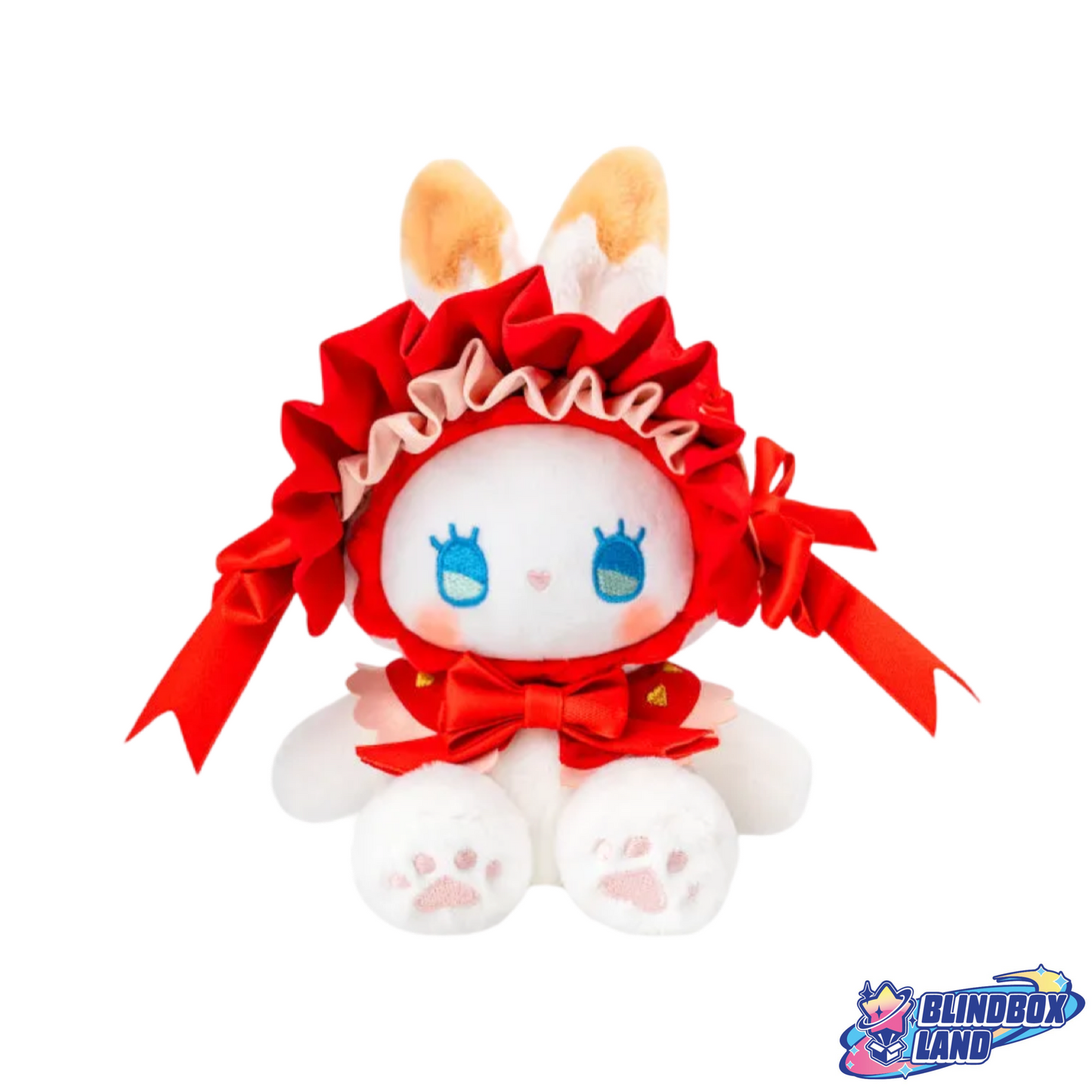 LUCKY EMMA Plush Plüsch Hase Keychain Anhänger Rot Bonnet 