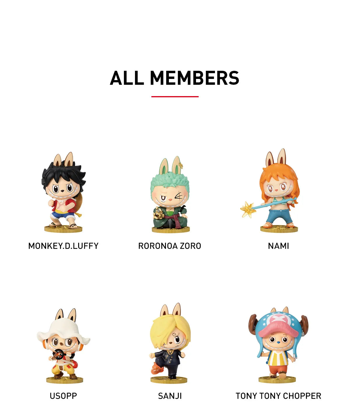 BLINDBOX LAND One Piece Labubu Blindbox Pop Mart The Monsters  Zoro Nami Usopp Sanji Chopper Luffy