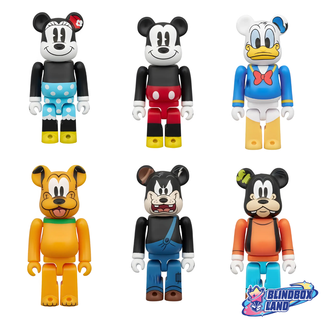 Bearbrick Disney Mickey and Friends all Blindbox Land Donald Minnie Goofy Pluto Pete