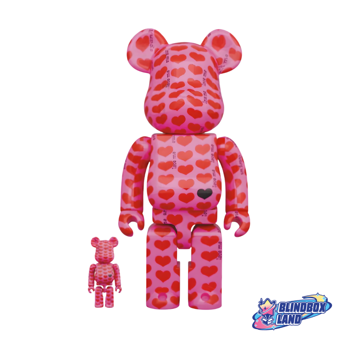 Bearbrick Pink Heart Hide 100% & 400% Blindbox Land