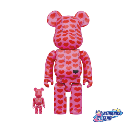 Bearbrick Pink Heart Hide 100% & 400% Blindbox Land