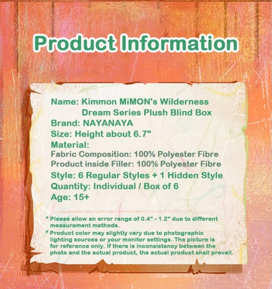 Kimmon MiMON's Wilderness Dream Plush Keyring Product Information Blindbox Land