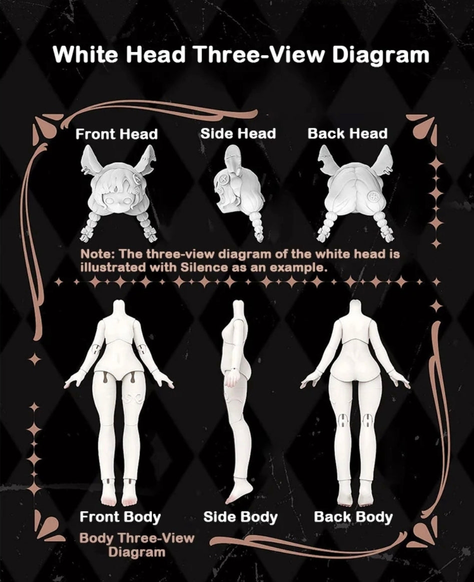Nyssa Strange Nightmare Action Figure BII-Jointed Doll White Head Three-View Diagram Blindbox Land