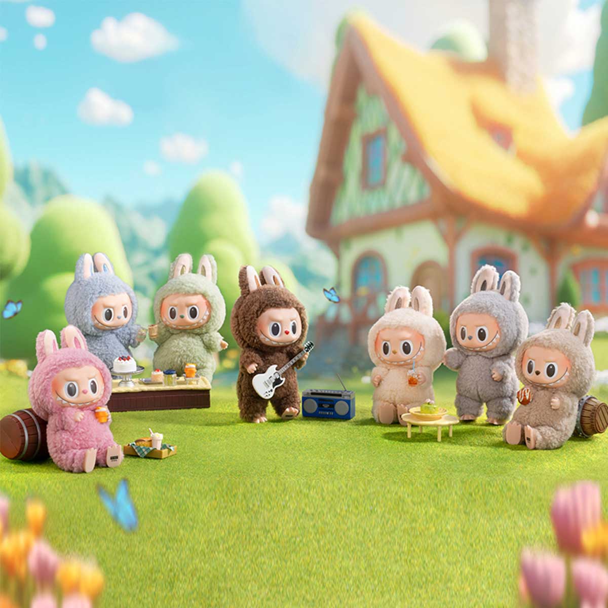 POP MART The Monsters Labubu Exciting Macaron Vinyl Plush Keyring All Characters Product Show Blindbox Land