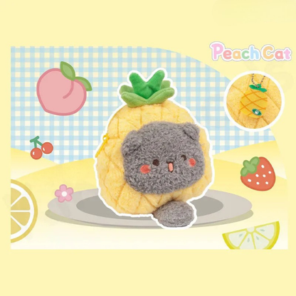 Peach Cat Meow Fluffball Fruit Plush Pouch Annanas Blindbox Land