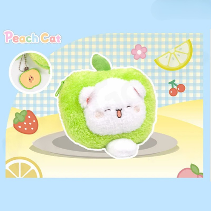 Peach Cat Meow Fluffball Fruit Plush Pouch Grüner Apfel Blindbox Land