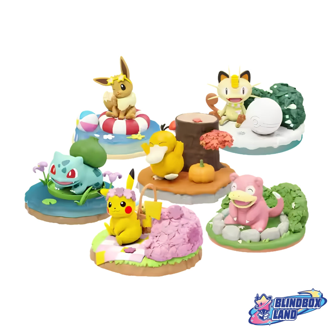 Pokemon Nature Wilderness Scene Alle Pikachu Bisasam Evoli Mauzi Flegmon Enton Blindbox Land