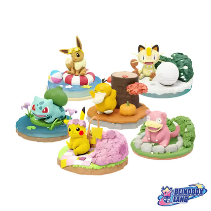 Pokemon Nature Wilderness Scene Alle Pikachu Bisasam Evoli Mauzi Flegmon Enton Blindbox Land