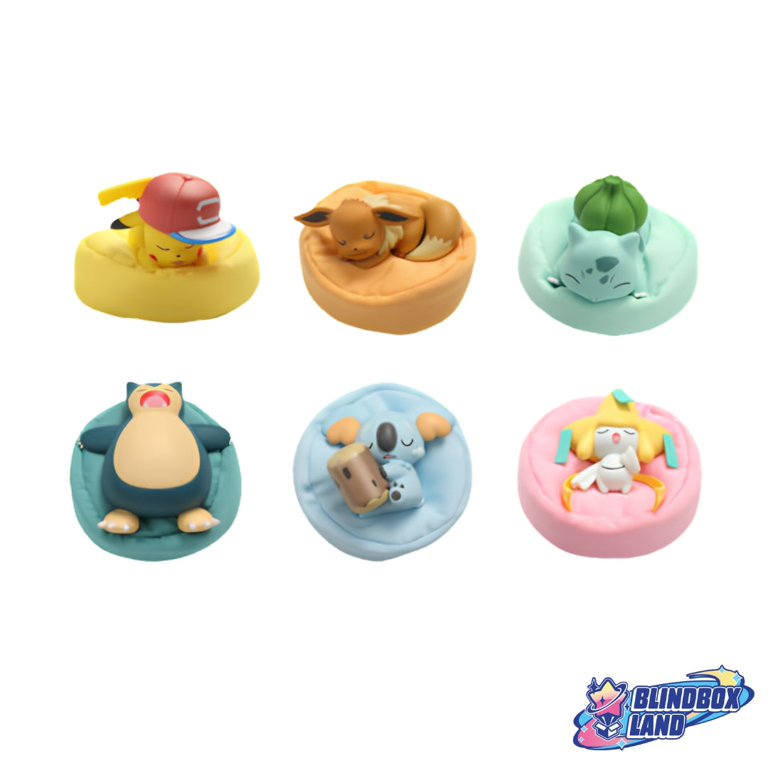 Pokemon Starry Dream Figure Pikachu Evoli Bisasam Relaxo Koalelu Jirachi mit passendem Kissen Blindbox Land